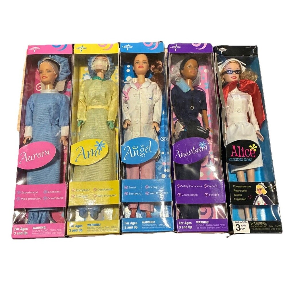Vintage Medline Nurse Dolls 5 - Aurora Ami Angel Anastasia Alice Original boxes